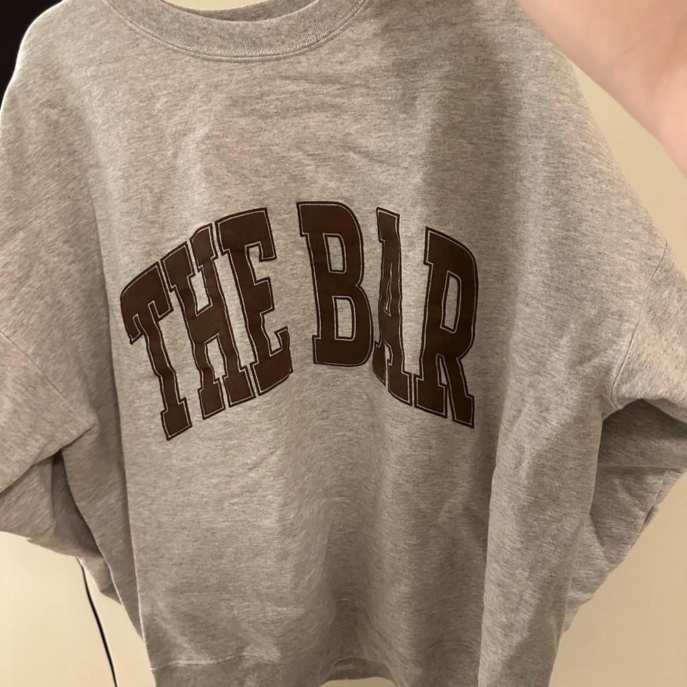 The Bar Grey with Brown writing crewneck